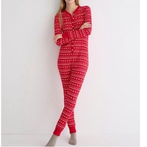 Like New J. Crew Waffle Henley Pajama Holiday Fair Isle